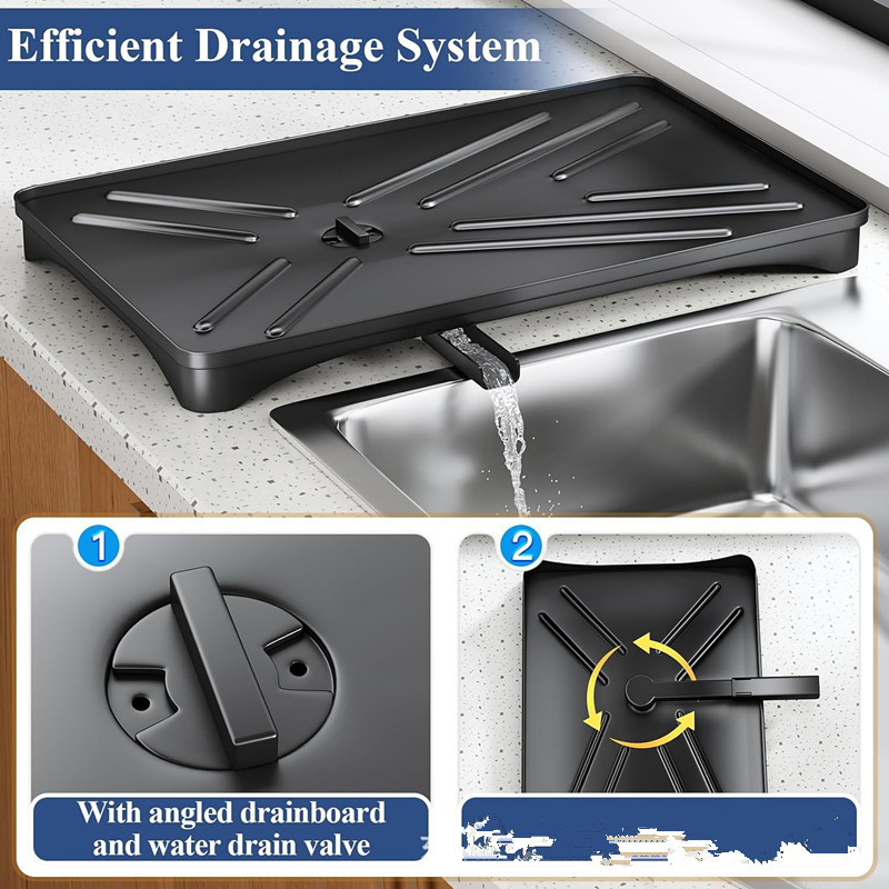 Dish Drying Rack with Utensil Holder – Black