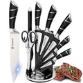 9-Piece Kitchen Knife Set with Acrylic Stand – Black