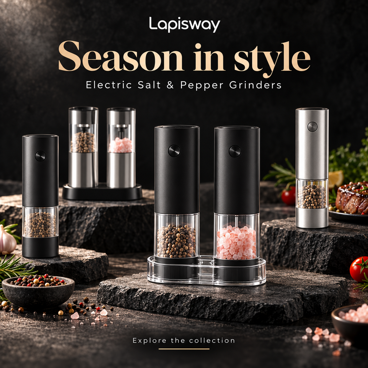 Electric Salt & Pepper Grinders – Single & Set Options