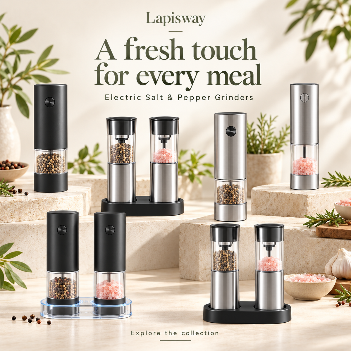 Electric Salt & Pepper Grinders – Single & Set Options